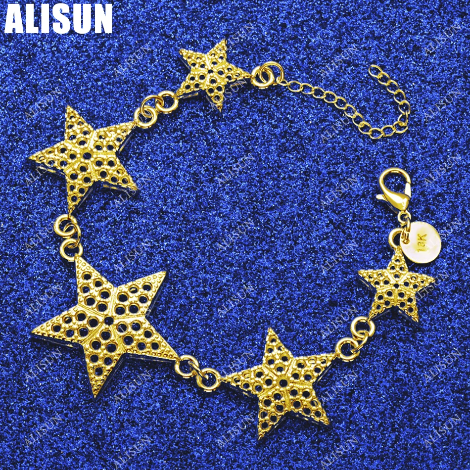 ALISUN 18K Gold Five Hollow Stars Bracelets For Women Wedding Party Gifts Fashion Popular Accessories Fine Jewelry Wholesale
ALISUN 18K Gold Five Hollow Stars Bracelets For Women Wedding Party Gifts Fashion Popular Accessories Fine Jewelry Wholesale