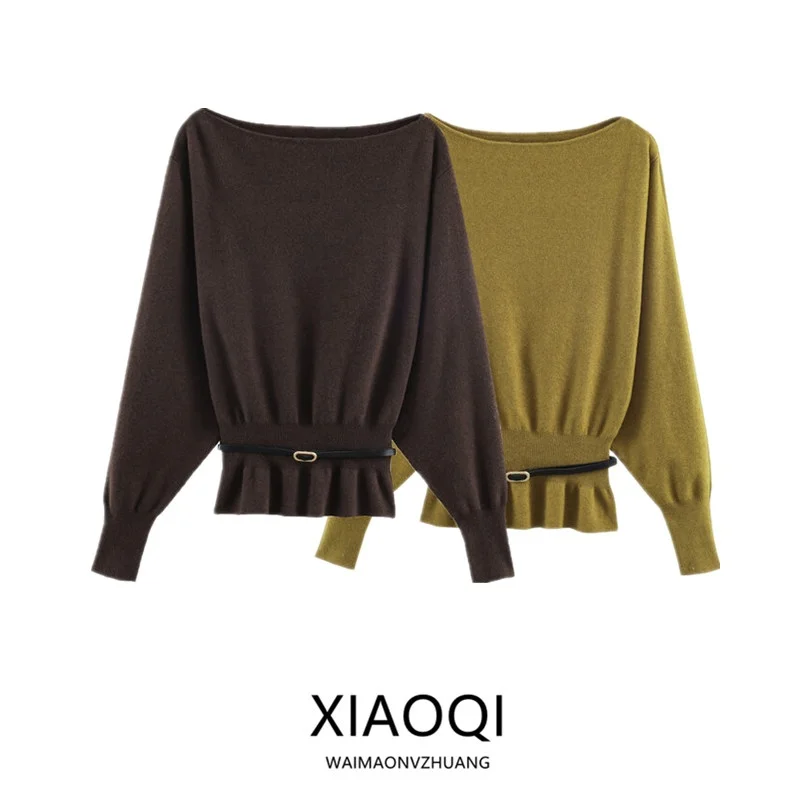 Winter New Arrival Women's Knitted Sweater with Belt Long Sve One-oulder Sle Versatile Faion Loose Fit European Sle
Winter New Arrival Women's Knitted Sweater with Belt Long Sve One-oulder Sle Versatile Faion Loose Fit European Sle