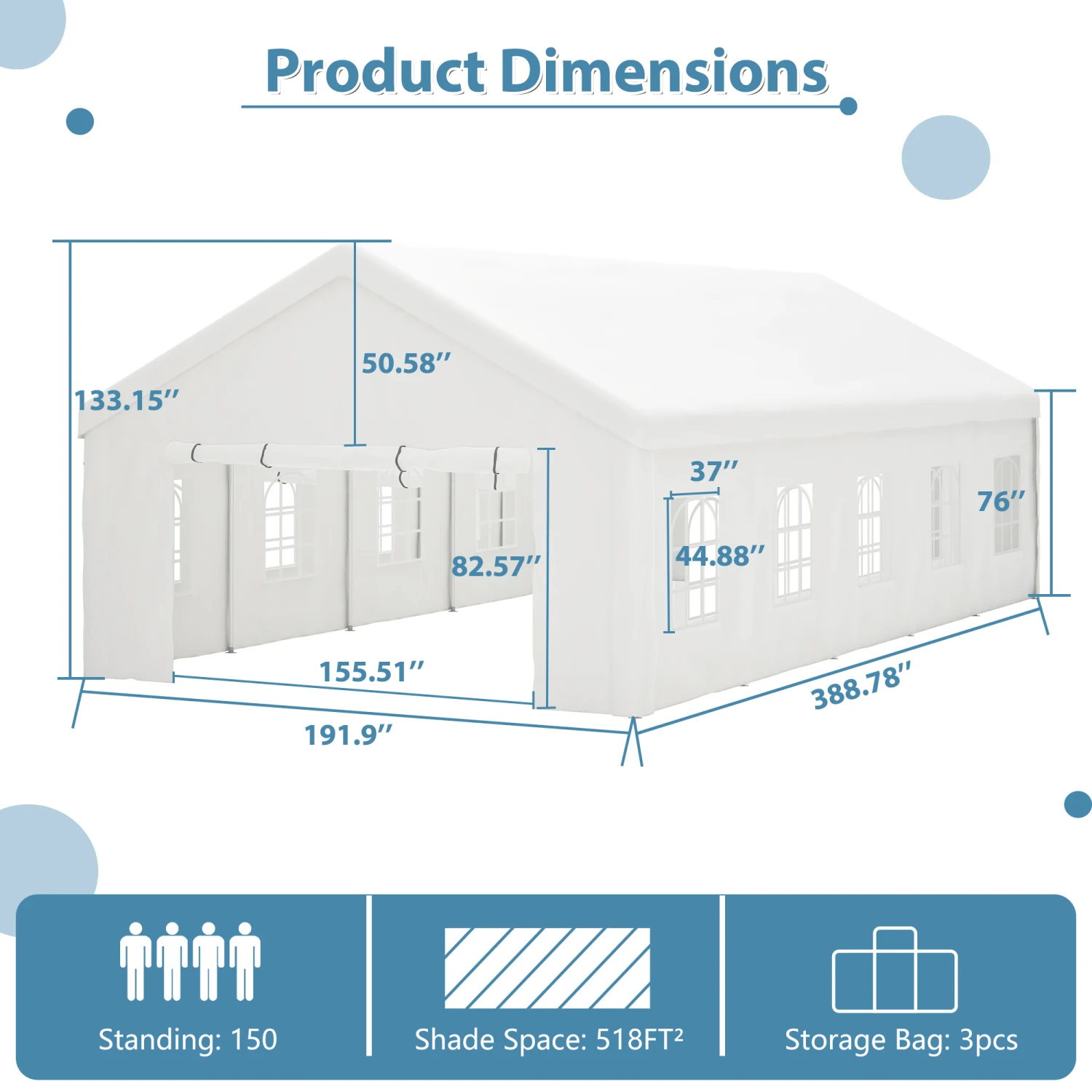 16x32FT Party Tent Heavy Duty, Large Wedding Event Shelters with 3 Storage Bags & Removable Sidewalls, Outdoor Canopy Gazebo Com
16x32FT Party Tent Heavy Duty, Large Wedding Event Shelters with 3 Storage Bags & Removable Sidewalls, Outdoor Canopy Gazebo Com