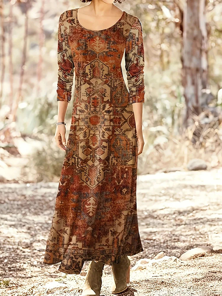 Women Printing Fashion Vintage Party Dress, Long Sleeve Elegant Spring Autumn Maxi Dress, 2024 O-Neck Simple Loose Ladies Dress
Women Printing Fashion Vintage Party Dress, Long Sleeve Elegant Spring Autumn Maxi Dress, 2024 O-Neck Simple Loose Ladies Dress
