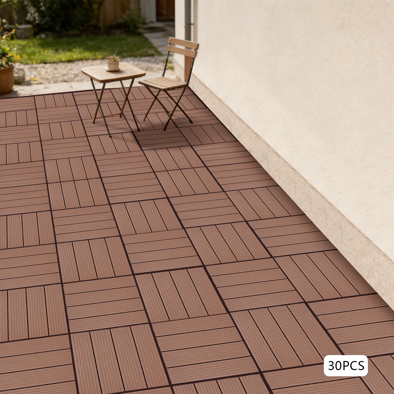 Wood Flooring Terrace Floor Hardwood Flooring 30pcs Snap Lock Deck Tiles PVC Waterproof Anti-Slip for Garden Pathway Indoor Use
Wood Flooring Terrace Floor Hardwood Flooring 30pcs Snap Lock Deck Tiles PVC Waterproof Anti-Slip for Garden Pathway Indoor Use