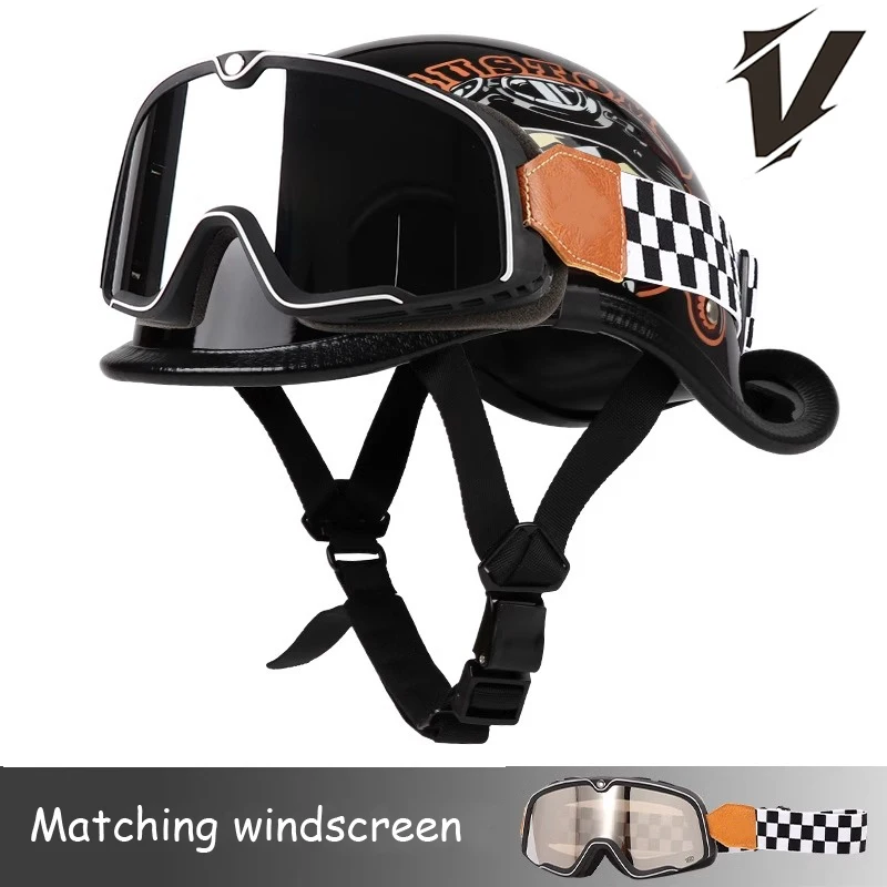 Motorcycle helmet retro personality half helmet men's and women's all season universal cruise riding safety helmet
Motorcycle helmet retro personality half helmet men's and women's all season universal cruise riding safety helmet