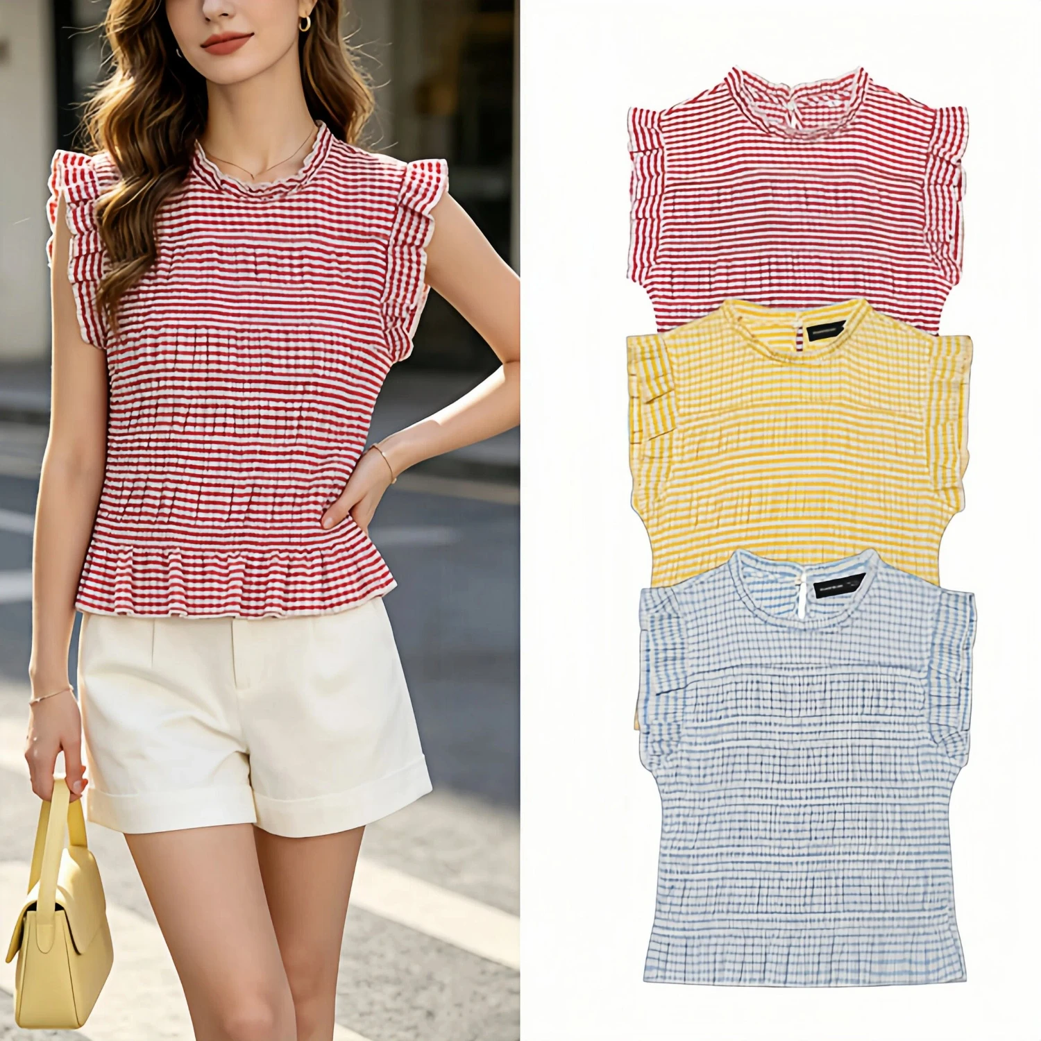 Women Plaid Sleeveless Blouse Ruffle Slim Fit Top Vintage Elegant Commute Shirt Casual Lightweight Lady Vestidos
Women Plaid Sleeveless Blouse Ruffle Slim Fit Top Vintage Elegant Commute Shirt Casual Lightweight Lady Vestidos
