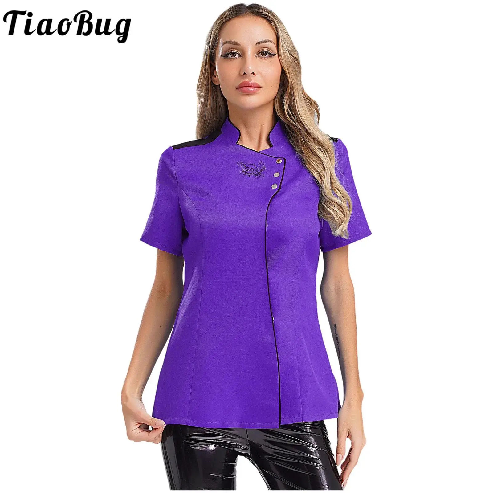 Women Adult Stylish Printed Chef Jacket Stand Collar Short Sleeve Cooking Shirts Coat for Kitchen Restaurant Hotel Cook Uniform
Women Adult Stylish Printed Chef Jacket Stand Collar Short Sleeve Cooking Shirts Coat for Kitchen Restaurant Hotel Cook Uniform