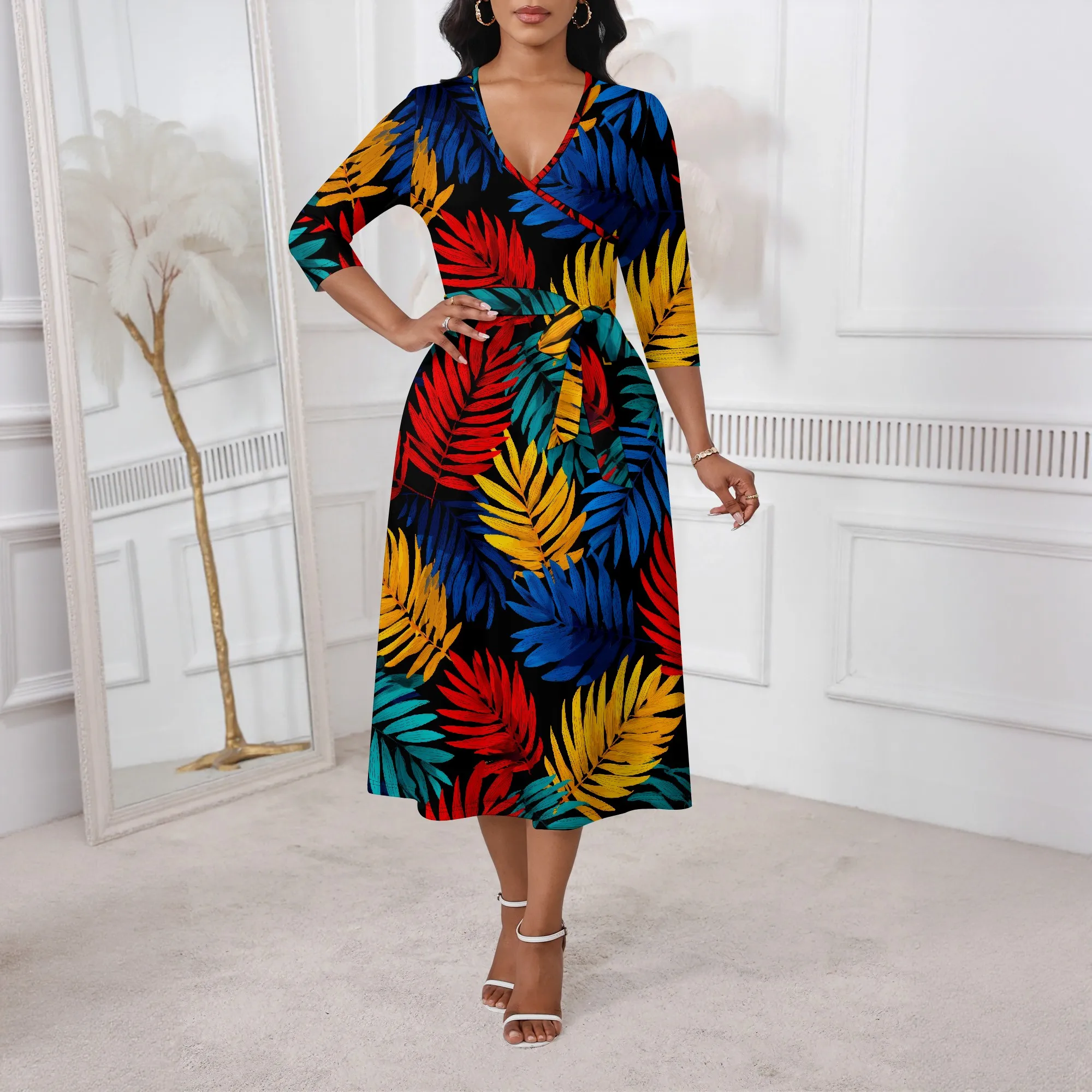 Casual V Neck 3/4 Sleeve A Line Dress Plus Size Elegant Formal Midi Dresses for Women Cocktail Party Sundress with Pockets
Casual V Neck 3/4 Sleeve A Line Dress Plus Size Elegant Formal Midi Dresses for Women Cocktail Party Sundress with Pockets