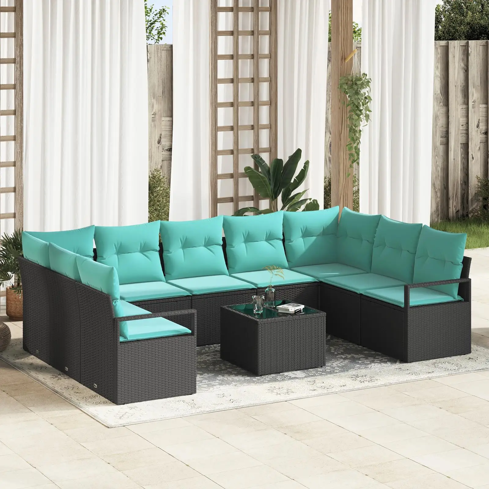 Luxury 10 Piece Outdoor Garden Sofa Set with Cushions Black Rattan Patio Furniture
Luxury 10 Piece Outdoor Garden Sofa Set with Cushions Black Rattan Patio Furniture