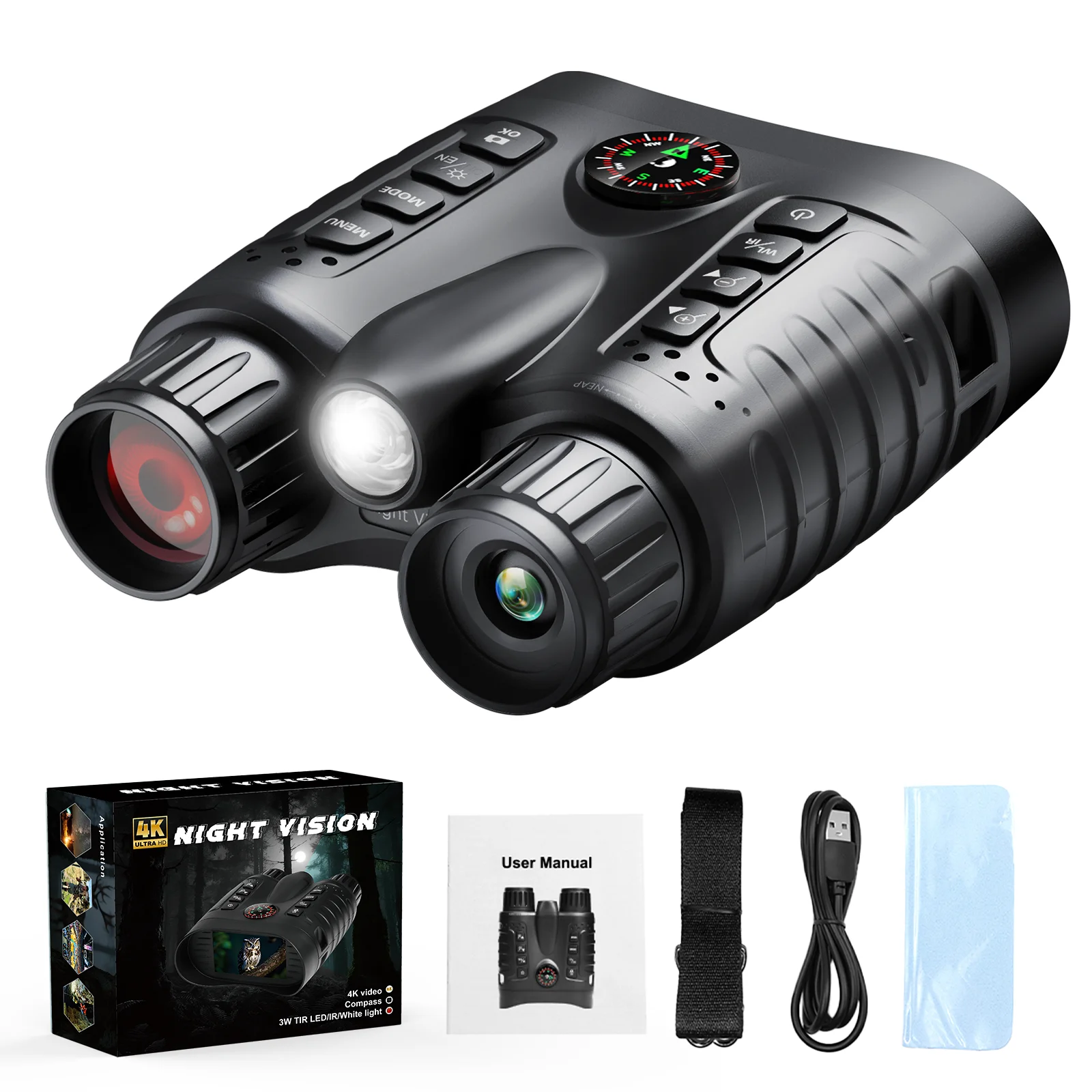 4K Night Vision Binoculars 8X Digital Zoom With Tactical Light 4500mAh Infrared Vision Night Goggle For Hunting Camping Boating
4K Night Vision Binoculars 8X Digital Zoom With Tactical Light 4500mAh Infrared Vision Night Goggle For Hunting Camping Boating