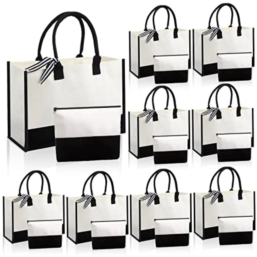 Sumind 16 Pcs Canvas Tote Bags Bulk Burlap Large Black and White Tote with Handles Ribbon Makeup Bags Gift for Women Beach Wedd
Sumind 16 Pcs Canvas Tote Bags Bulk Burlap Large Black and White Tote with Handles Ribbon Makeup Bags Gift for Women Beach Wedd