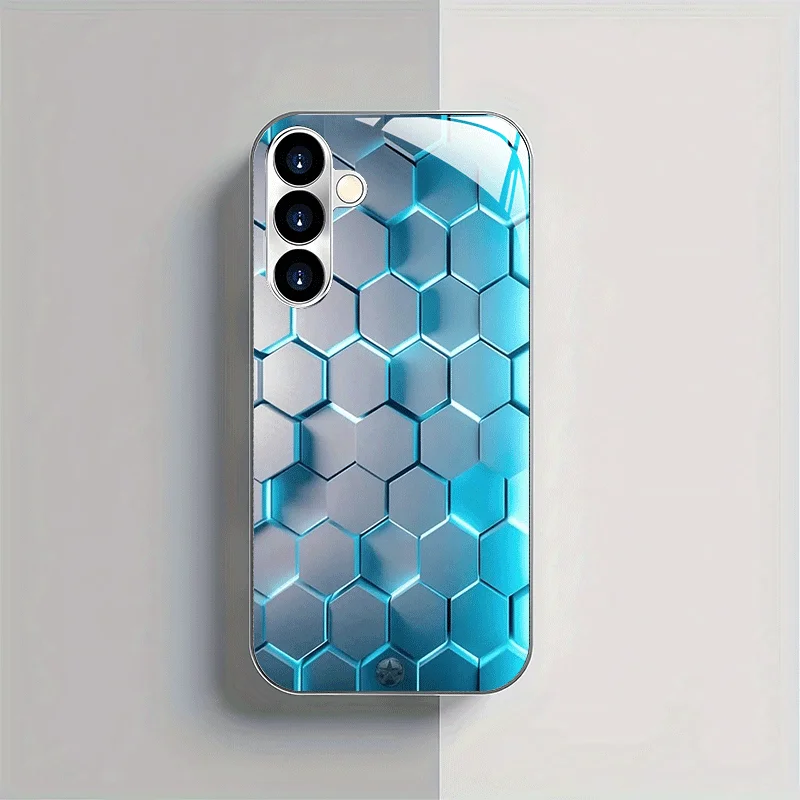 Honeycomb-shaped blue line electroplated glass phone case, suitable for Samsung S26/S25, S24/S23/S22/S21/S20, etc. models
Honeycomb-shaped blue line electroplated glass phone case, suitable for Samsung S26/S25, S24/S23/S22/S21/S20, etc. models