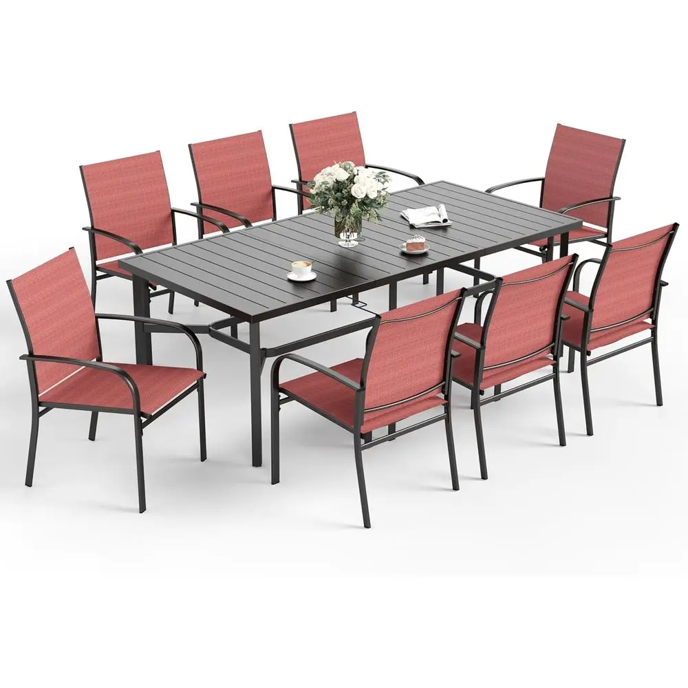 9-Piece Patio Dining Set with 8 Durable Outdoor Chairs and Rectangular Table for Garden, Deck, and Backyard
9-Piece Patio Dining Set with 8 Durable Outdoor Chairs and Rectangular Table for Garden, Deck, and Backyard