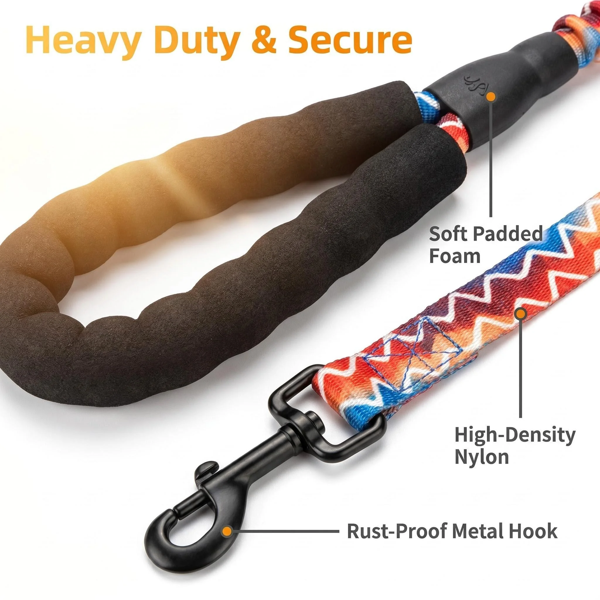 No Pull Shock Absorbing Dog Leash with Foam Handle & Rust-Proof Hook 4ft Heavy Duty Nylon Pet Lead Set for Strong Pulling Dogs
No Pull Shock Absorbing Dog Leash with Foam Handle & Rust-Proof Hook 4ft Heavy Duty Nylon Pet Lead Set for Strong Pulling Dogs