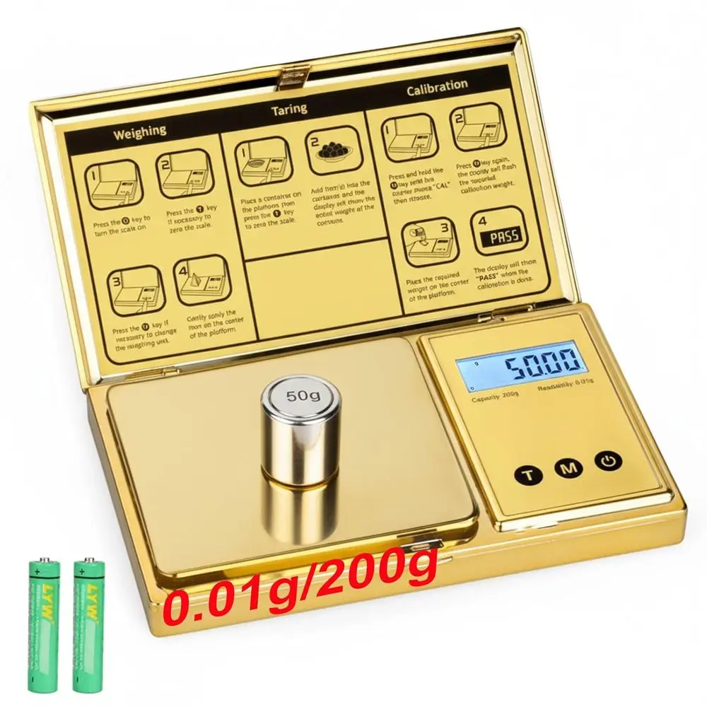 Ultra-Accurate 0.01g Digital Scale, 6 Units, 200g Capacity, Tare Feature, Ideal for Food, Spices, Grains, and Small Items (Batte
Ultra-Accurate 0.01g Digital Scale, 6 Units, 200g Capacity, Tare Feature, Ideal for Food, Spices, Grains, and Small Items (Batte