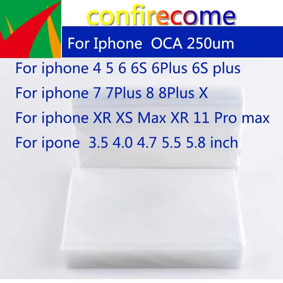 50Pcs\lot OCA optical clear adhesive 250um For iphone 4 5 6 7 8 11 X XR XS MAX 6s plus 4.7" 5.5" lcd/digitizer glass repair fix
50Pcs\lot OCA optical clear adhesive 250um For iphone 4 5 6 7 8 11 X XR XS MAX 6s plus 4.7" 5.5" lcd/digitizer glass repair fix