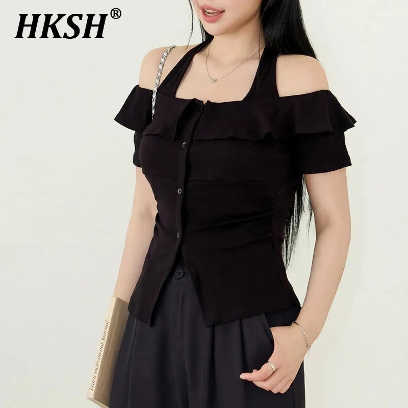 HKSH Summer New Women High Street Sweet Fashion Off Shoulder Halter Neck Single Breasted Tops Casual Solid Color T-Shirts HK5792
HKSH Summer New Women High Street Sweet Fashion Off Shoulder Halter Neck Single Breasted Tops Casual Solid Color T-Shirts HK5792