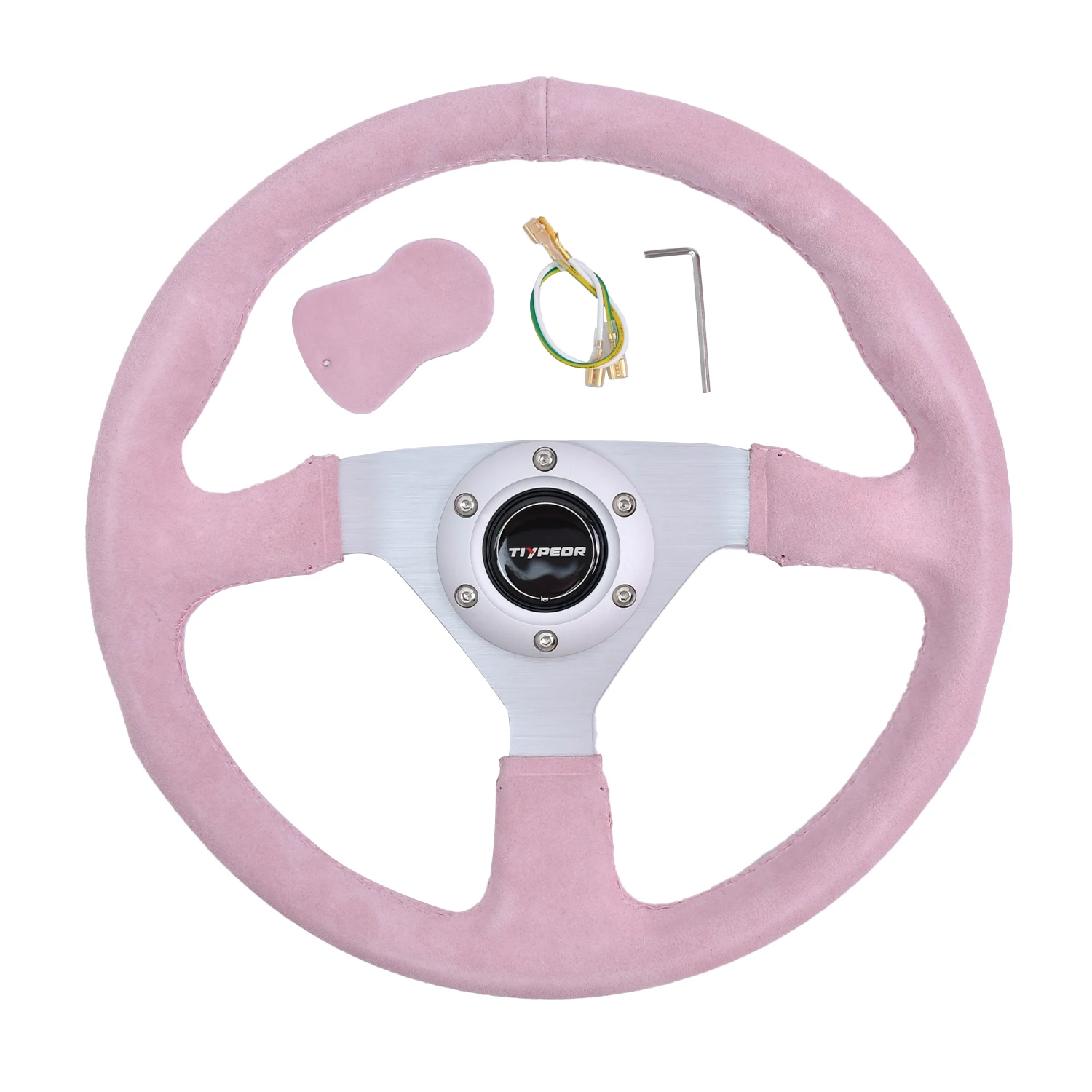 14" Pink Suede Racing Steering Wheel Universal Car Sport Deep Dish for Sim Racing Game Simulator with Horn Wire Kit
14" Pink Suede Racing Steering Wheel Universal Car Sport Deep Dish for Sim Racing Game Simulator with Horn Wire Kit
