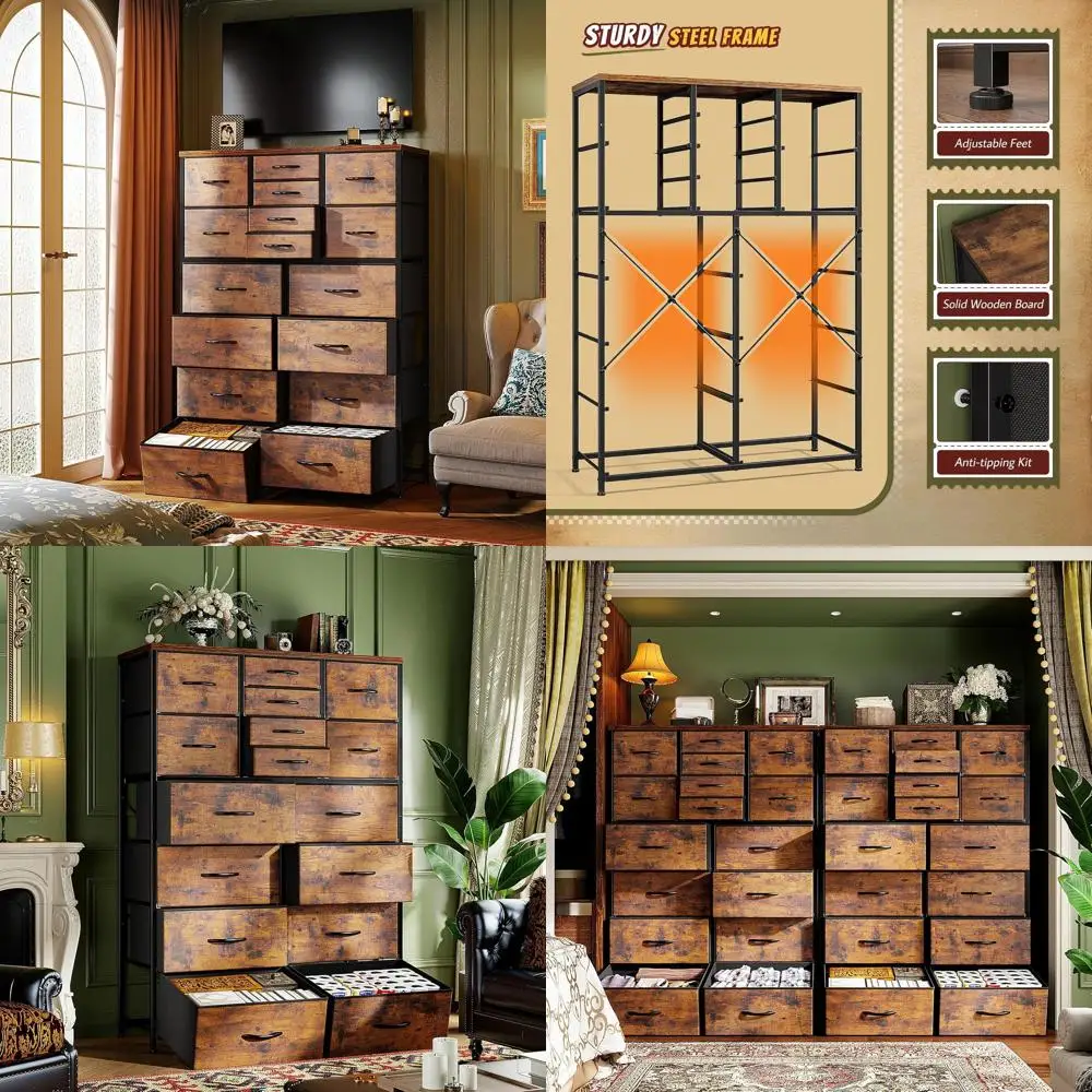 Large Rustic Brown Metal and Wood Top Bedroom Dresser with Multiple Drawers for Entryway or Hallway Storage
Large Rustic Brown Metal and Wood Top Bedroom Dresser with Multiple Drawers for Entryway or Hallway Storage