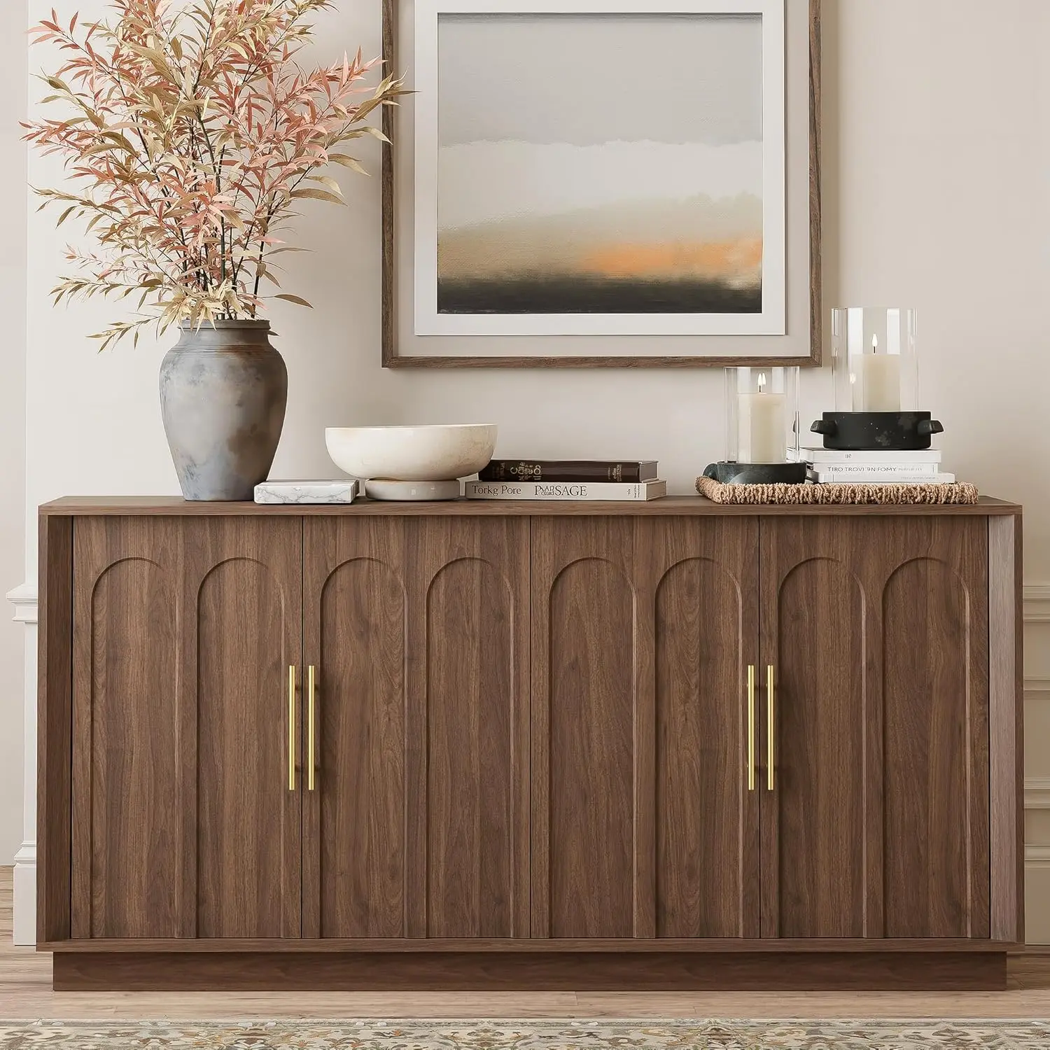 Mid Century Modern Sideboard Buffet Cabinet with Storage, Arched Doors, Modular Media Console, Credenza for Living Room Dining Room Entryway, Walnut
Mid Century Modern Sideboard Buffet Cabinet with Storage, Arched Doors, Modular Media Console, Credenza for Living Room Dining Room Entryway, Walnut