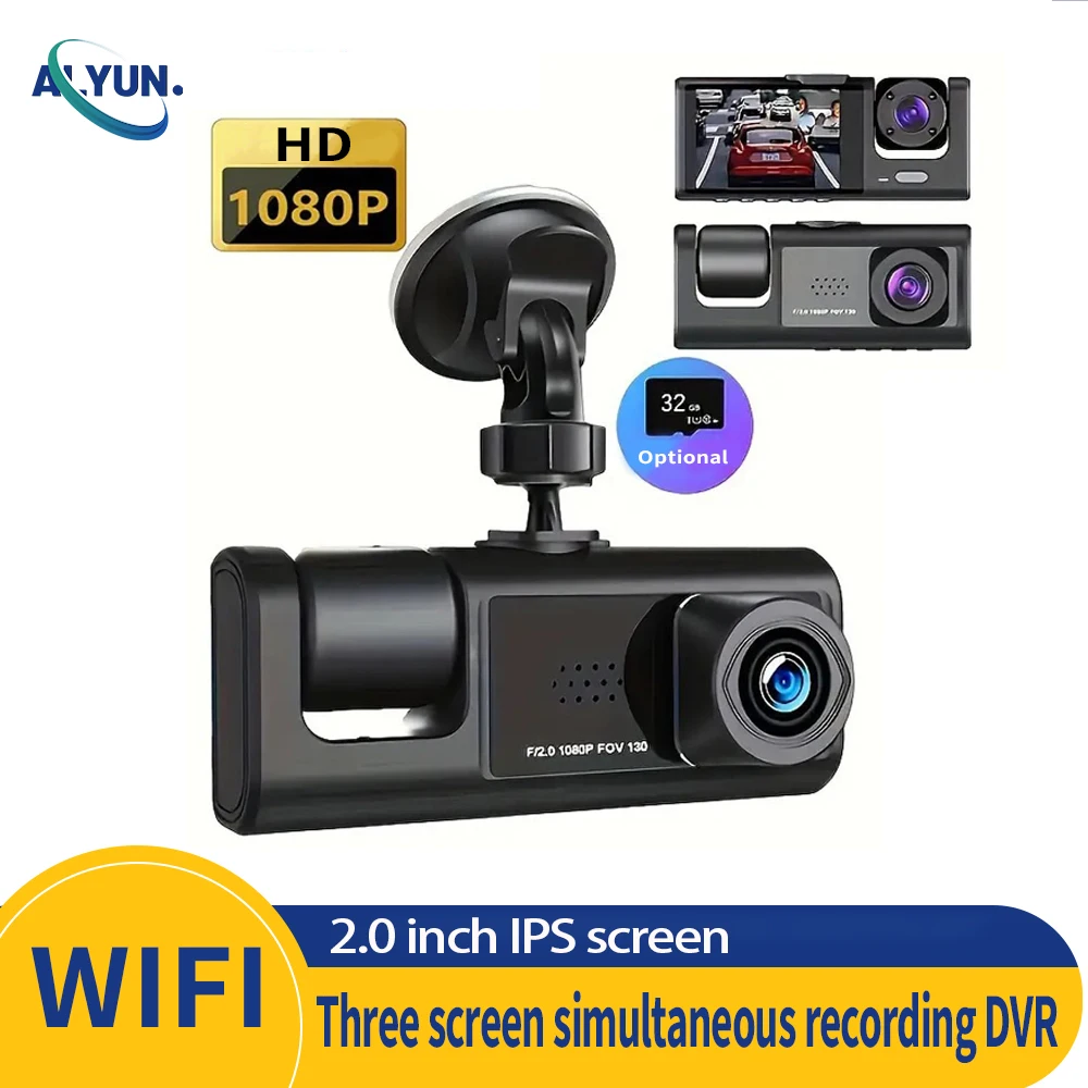 FHD1080P 2Inch Dash Cam Car DVR Night Vision WIFI 3Camera Lens Motion Detection Front Inside Rear Wide Angle Driving Recorder
FHD1080P 2Inch Dash Cam Car DVR Night Vision WIFI 3Camera Lens Motion Detection Front Inside Rear Wide Angle Driving Recorder