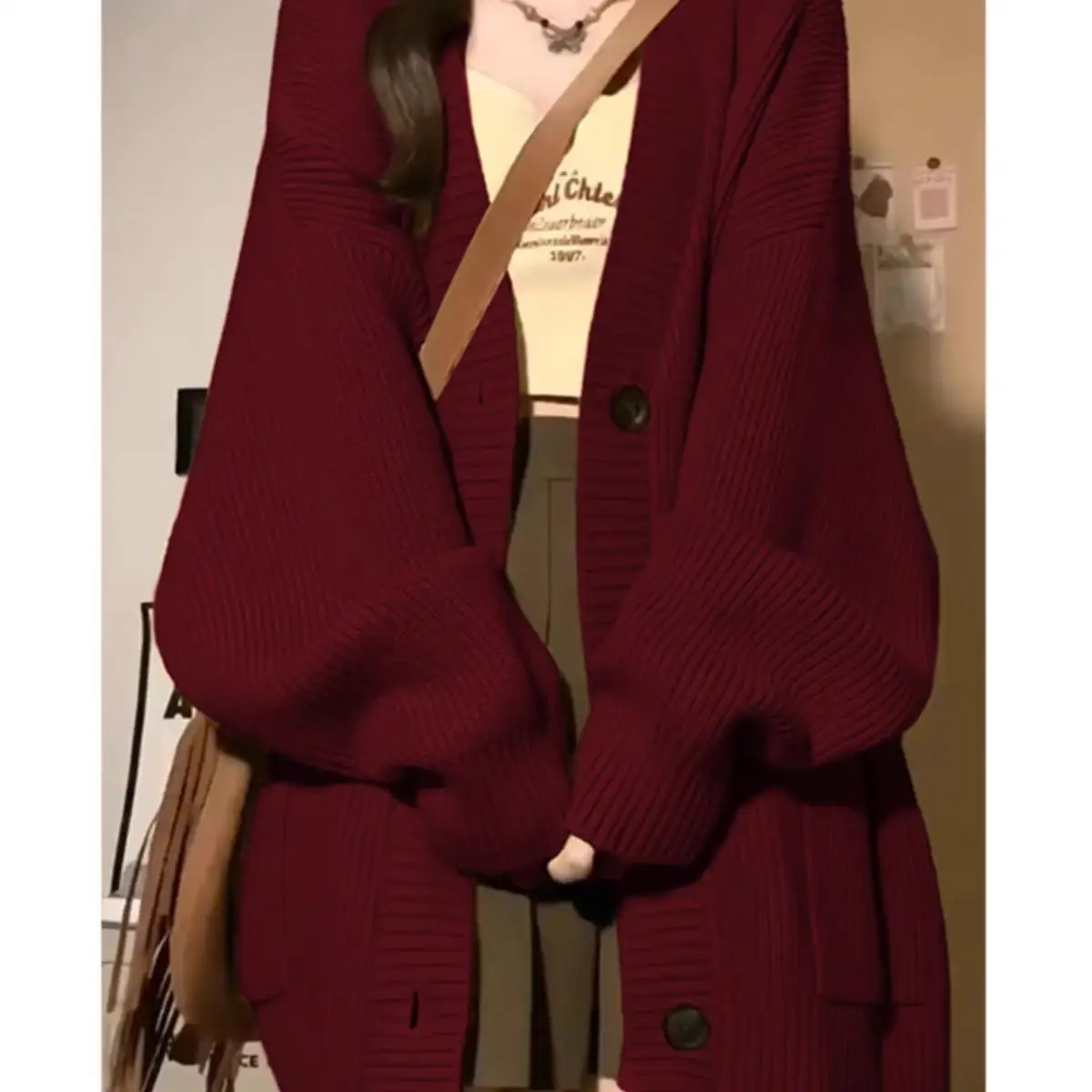 Wine Red Lazy Style Knitted Open Cardigan Sweater Women's Winter 2024 New Loose Oversize Top Comfortable Soft Acrylic Long Sl...
Wine Red Lazy Style Knitted Open Cardigan Sweater Women's Winter 2024 New Loose Oversize Top Comfortable Soft Acrylic Long Sl...