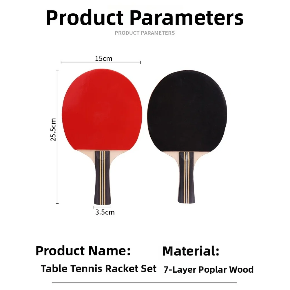 Table Tennis Racket Set for New Players 2pcs Rackets 3pcs Balls 1pc Bag 25.5 x 15 cm Poplar Wood Anti-Slip Grip
Table Tennis Racket Set for New Players 2pcs Rackets 3pcs Balls 1pc Bag 25.5 x 15 cm Poplar Wood Anti-Slip Grip