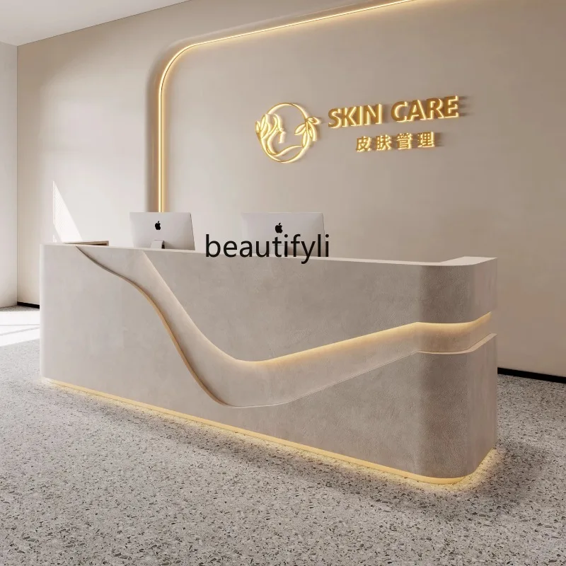 Beauty salon bar checkout page Modern simple cream style front desk Light luxury small bar reception desk
Beauty salon bar checkout page Modern simple cream style front desk Light luxury small bar reception desk