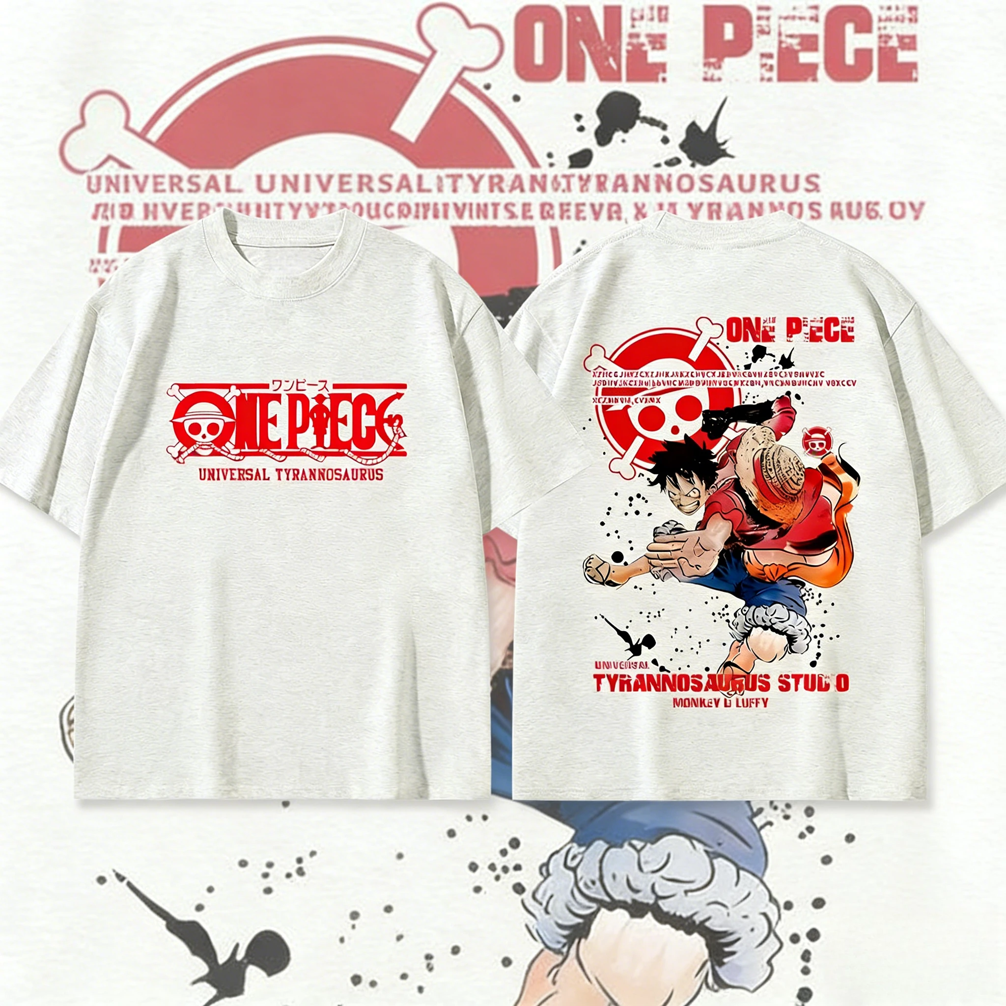 2026 Summer One Piece Monkey D. Luffy Double Sided Vintage Print T-Shirt Retro Cotton Oversized Short Sleeve Tee for Adult Kids
2026 Summer One Piece Monkey D. Luffy Double Sided Vintage Print T-Shirt Retro Cotton Oversized Short Sleeve Tee for Adult Kids