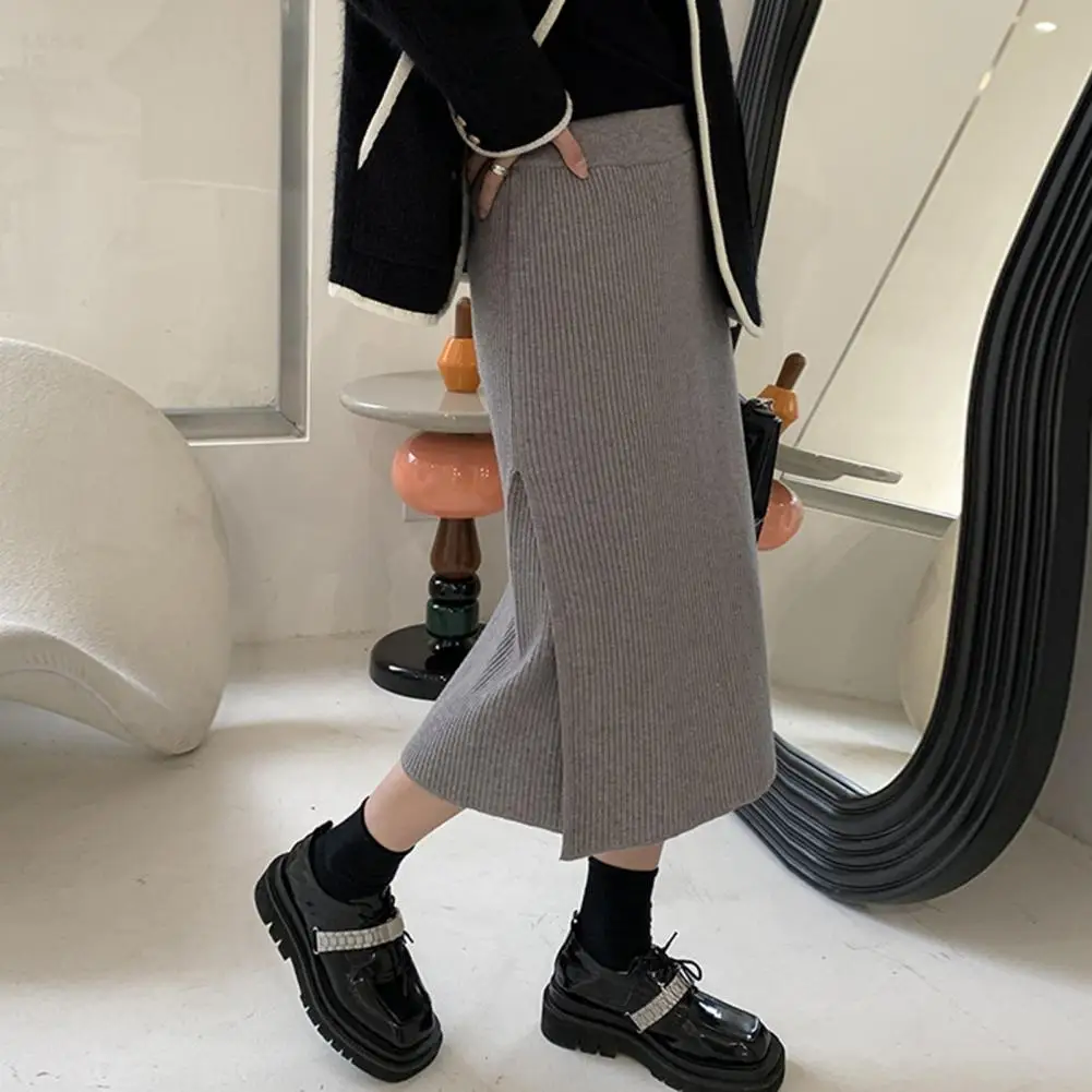 Women Midi Skirt High-Waisted Solid Color Casual Style Knitting Skirt Autumn Winter Side Split Hem Skirt Versatile Daily Wear
Women Midi Skirt High-Waisted Solid Color Casual Style Knitting Skirt Autumn Winter Side Split Hem Skirt Versatile Daily Wear
