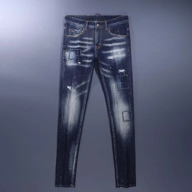 Y2K Street Designer Fashion Men Jeans Retro Blue Stretch Slim Fit Patched Ripped Jeans Men Brand Vintage Denim Pants Hombre
Y2K Street Designer Fashion Men Jeans Retro Blue Stretch Slim Fit Patched Ripped Jeans Men Brand Vintage Denim Pants Hombre