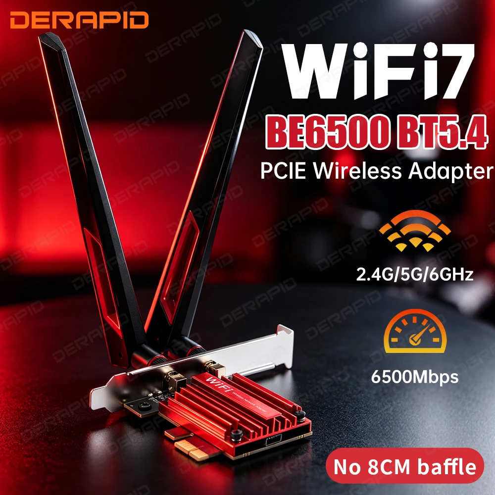 WiFi 7 BE6500 PCIe Network Card MT7925 Chip Bluetooth 5.4 6500Mbps High Gain Antenna Wireless Adapter for Desktop PC Win 10 11
WiFi 7 BE6500 PCIe Network Card MT7925 Chip Bluetooth 5.4 6500Mbps High Gain Antenna Wireless Adapter for Desktop PC Win 10 11