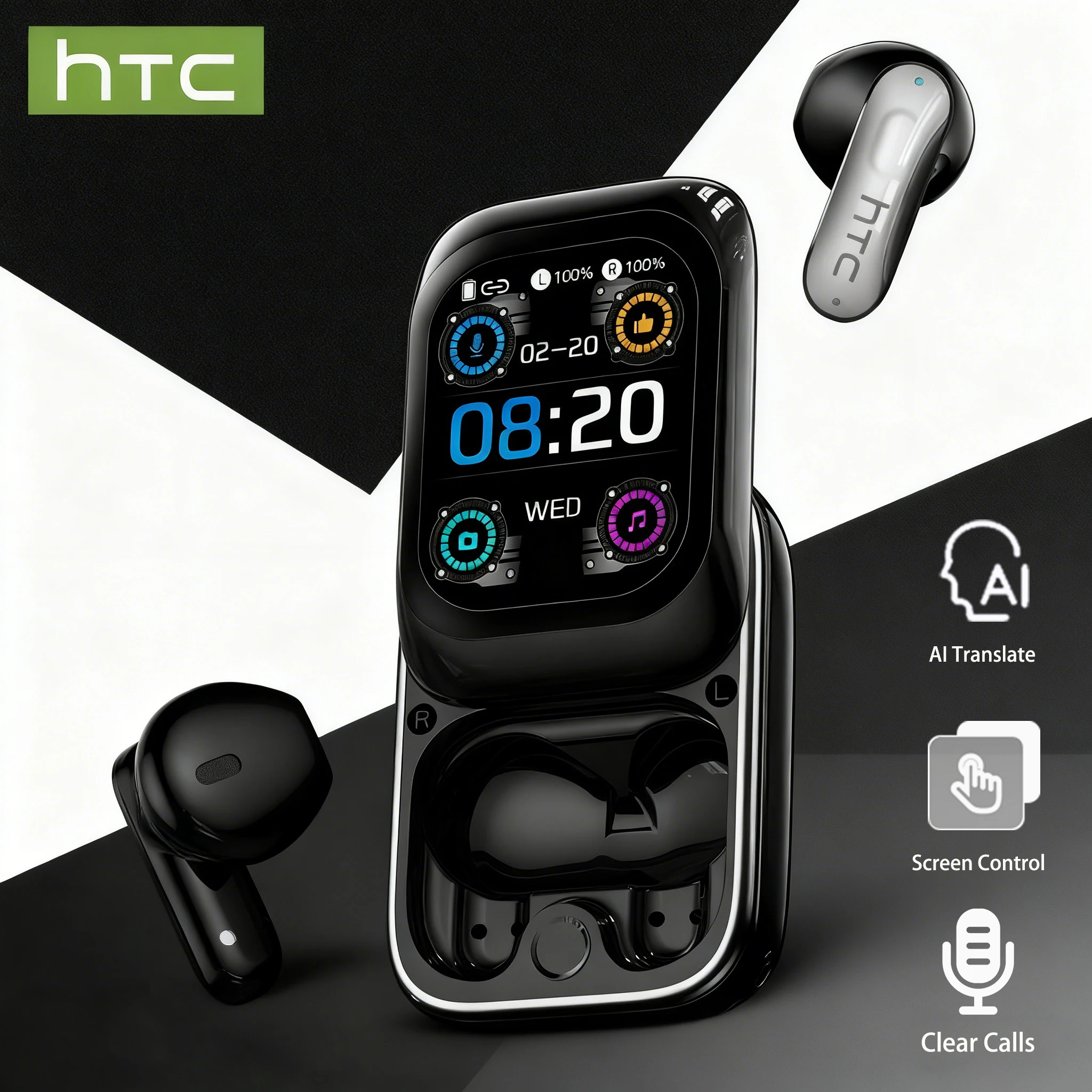Slider Type Bluetooth Headphones HTC Full HD LCD Display Wireless Earphones Noise Canceling Earbuds Bass Sound Earbuds for Music
Slider Type Bluetooth Headphones HTC Full HD LCD Display Wireless Earphones Noise Canceling Earbuds Bass Sound Earbuds for Music
