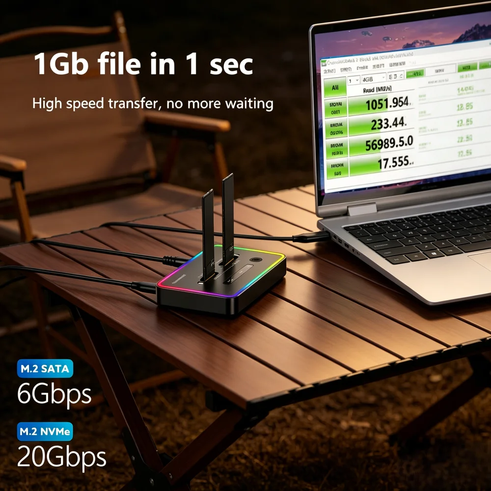 Offline Clone Dual-Protocol M.2 SSD Enclosure, 2-Bay Type-C 10Gbps SSD Docking Station, Supports PCIe NVMe and SATA M.2 SSD SEO
Offline Clone Dual-Protocol M.2 SSD Enclosure, 2-Bay Type-C 10Gbps SSD Docking Station, Supports PCIe NVMe and SATA M.2 SSD SEO