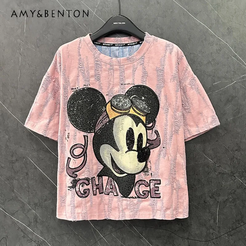 Summer New Cartoon Round Neck Short-sleeved T-shirt Women's Loose Casual Versatile Sweet Cute Style Short Top Y2k Accessories
Summer New Cartoon Round Neck Short-sleeved T-shirt Women's Loose Casual Versatile Sweet Cute Style Short Top Y2k Accessories
