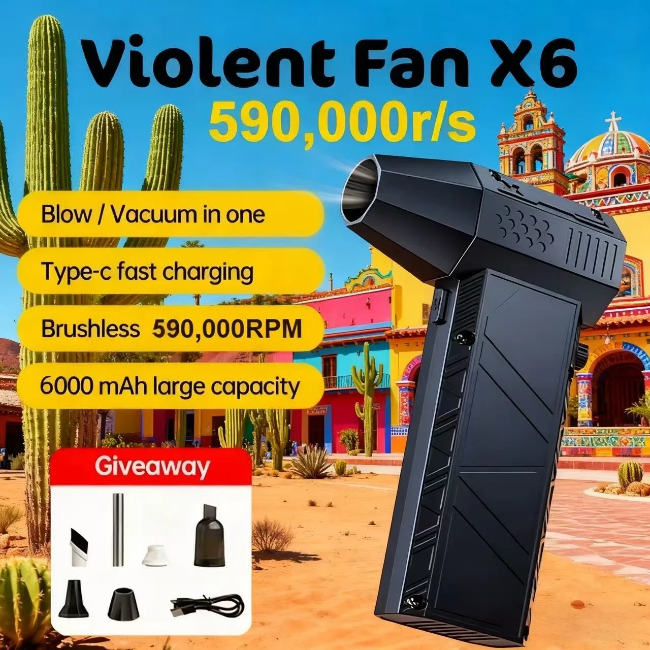 590000RPM X6 Air Blower Powerful dust Vacuum Cleaner Fast Charging Strong Wind Brushless Violent Fan for car/computer cleaning
590000RPM X6 Air Blower Powerful dust Vacuum Cleaner Fast Charging Strong Wind Brushless Violent Fan for car/computer cleaning