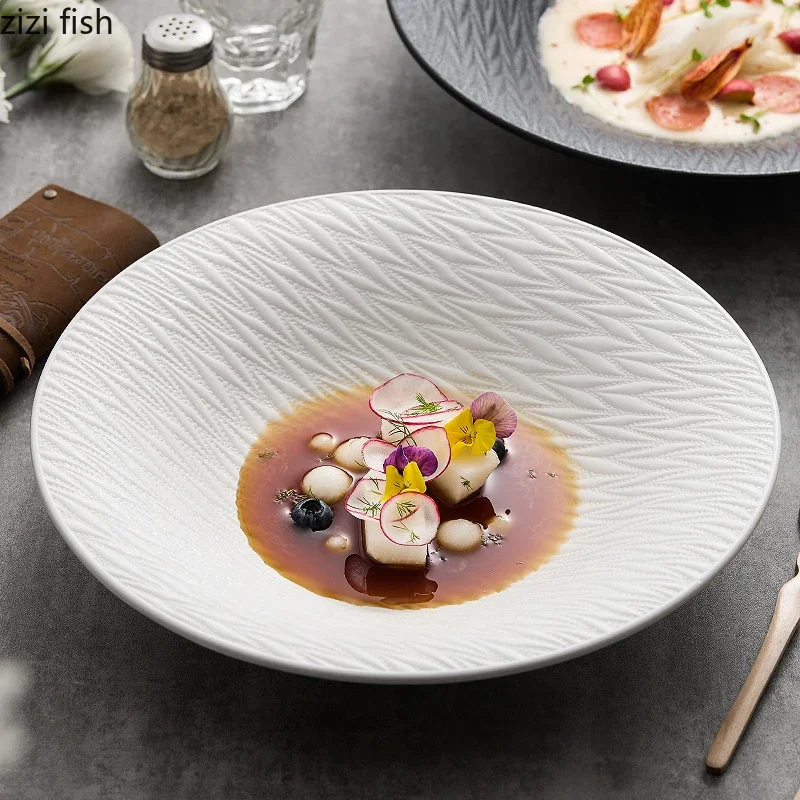 Pure White Relief Texture Ceramic Salad Bowl Restaurant Pasta Dessert Bowl Thick Soup Bowl Molecular Food Creative Tableware
Pure White Relief Texture Ceramic Salad Bowl Restaurant Pasta Dessert Bowl Thick Soup Bowl Molecular Food Creative Tableware