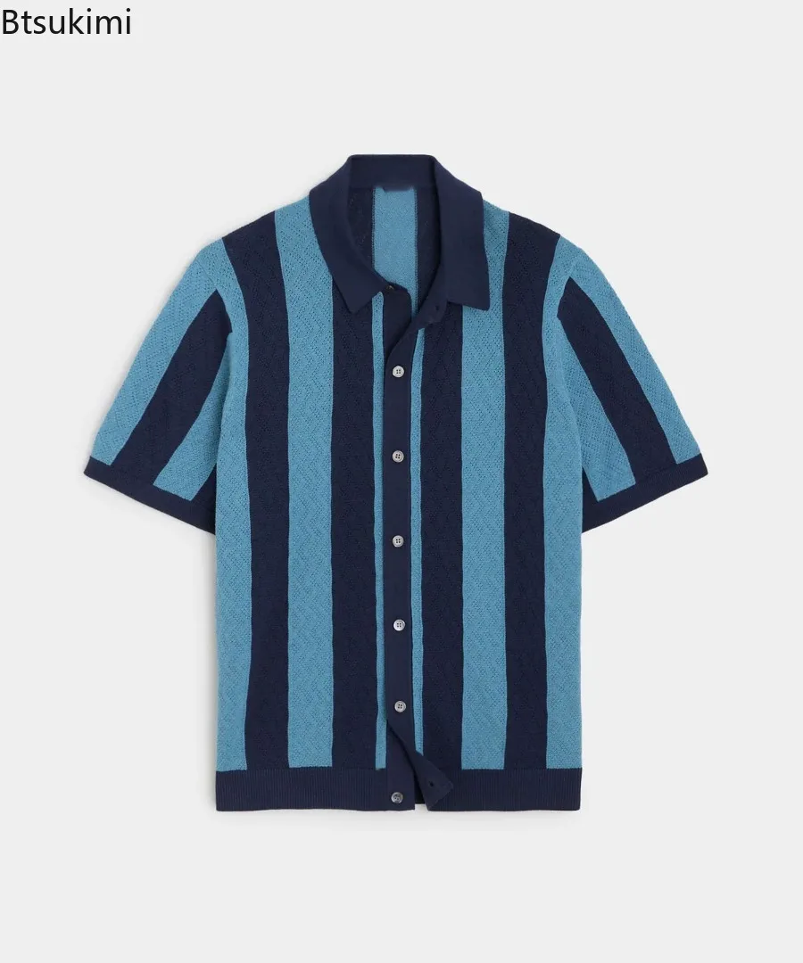 2025 Men's Summer New Knitted Striped Polo Shirts Breathable Casual Lapel Button-down Cardigans Tops Vintage Popular Men Shirts
2025 Men's Summer New Knitted Striped Polo Shirts Breathable Casual Lapel Button-down Cardigans Tops Vintage Popular Men Shirts