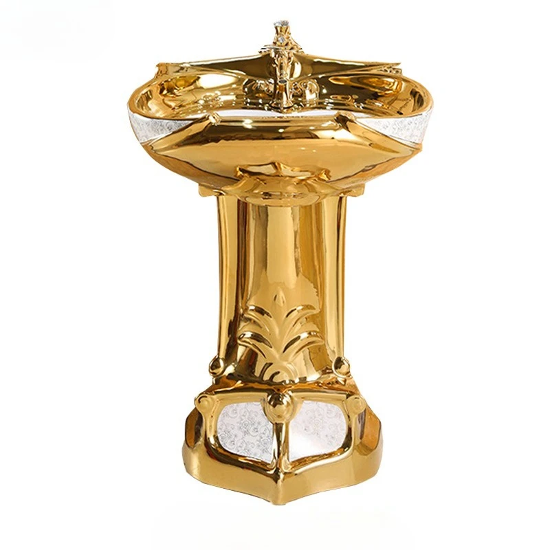 Bathroom column Golden washbasin Split column basin Floor-to-ceiling large gold basin
Bathroom column Golden washbasin Split column basin Floor-to-ceiling large gold basin