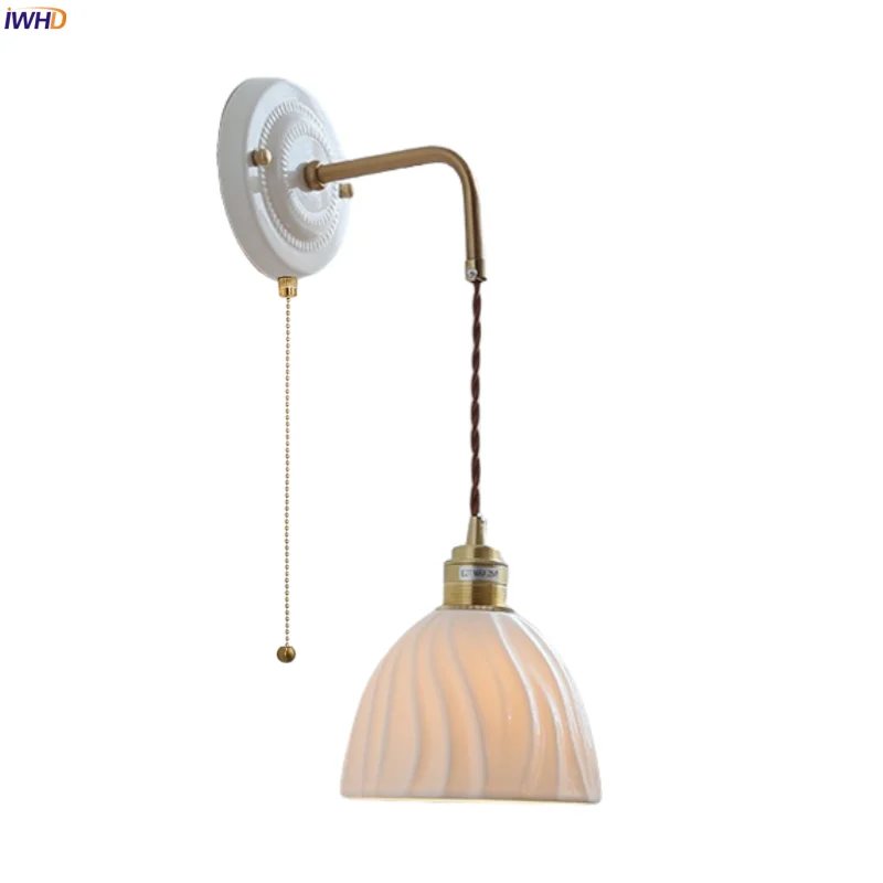 IWHD Pull Chain Switch LED Wall Lights Fixture Copper Arm Bedroom Living Room Mirror Bedside Lamp White Ceramic Applique Murale
IWHD Pull Chain Switch LED Wall Lights Fixture Copper Arm Bedroom Living Room Mirror Bedside Lamp White Ceramic Applique Murale