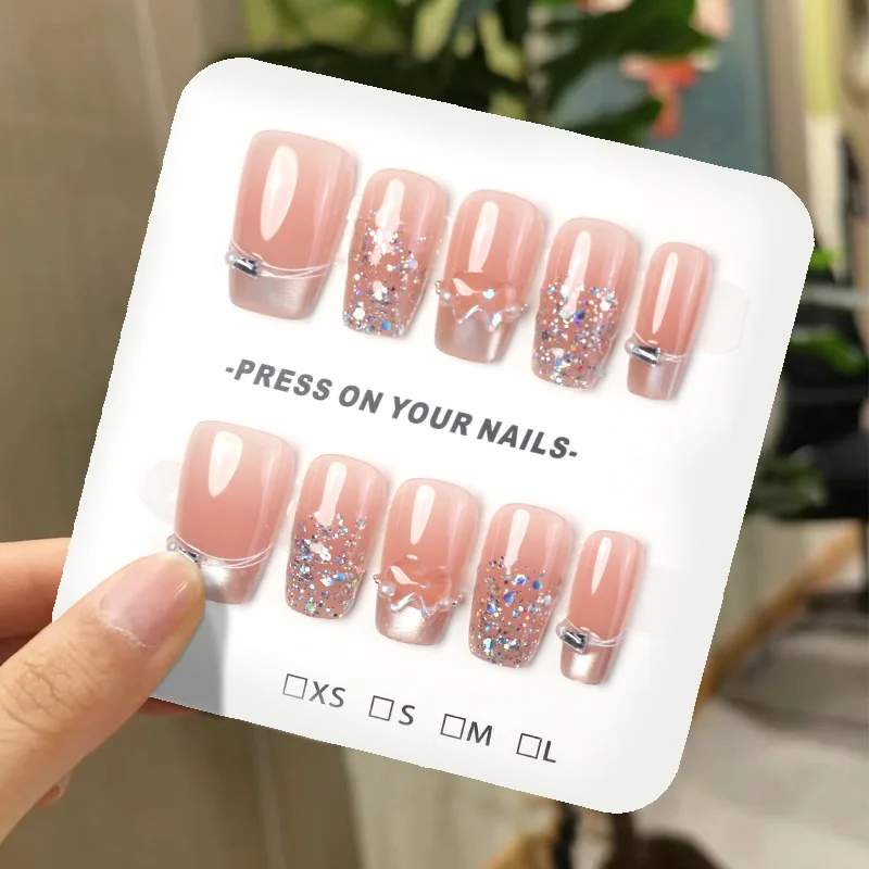 10pcs Handmade Press On Nails Sweet Bowknot French Long Fake Nails For Women Girl Wearable Shiny Cat Eye Bride False Nail Tips
10pcs Handmade Press On Nails Sweet Bowknot French Long Fake Nails For Women Girl Wearable Shiny Cat Eye Bride False Nail Tips