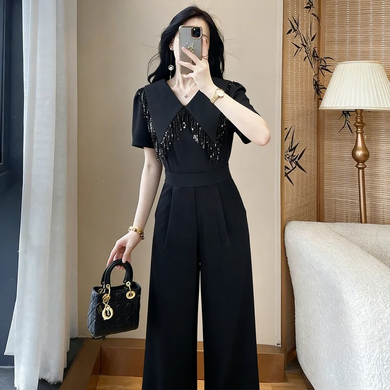 2026 Summer New Hepburn Style One-Piece Pants Fashion Design Slimming Women's Clothing High Waist Wide Leg Pants Polyester Fiber
2026 Summer New Hepburn Style One-Piece Pants Fashion Design Slimming Women's Clothing High Waist Wide Leg Pants Polyester Fiber