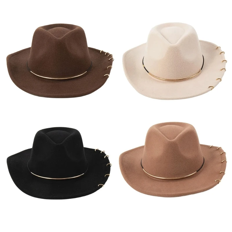 Elegant Fedoras Hat for Women Party Hat with Metal Rings Cosplay Costume Cowboy Hat Dance Hat Stage Performances Hat Dropship
Elegant Fedoras Hat for Women Party Hat with Metal Rings Cosplay Costume Cowboy Hat Dance Hat Stage Performances Hat Dropship