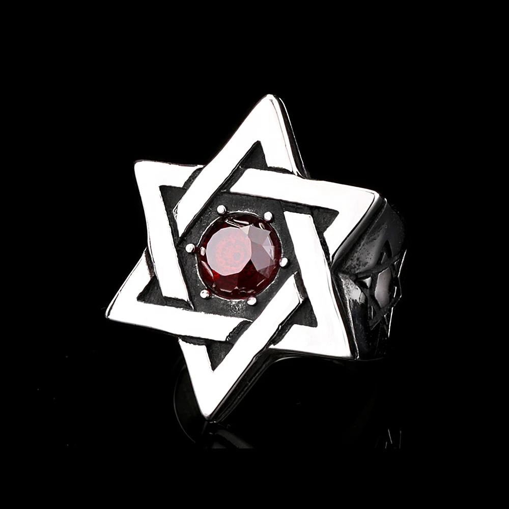 Vintage Fashion Star of David Ring 316L Stainless Steel Red Stone Rings For Men Women Punk Hip Hop Party Jewelry Gifts Wholesale
Vintage Fashion Star of David Ring 316L Stainless Steel Red Stone Rings For Men Women Punk Hip Hop Party Jewelry Gifts Wholesale