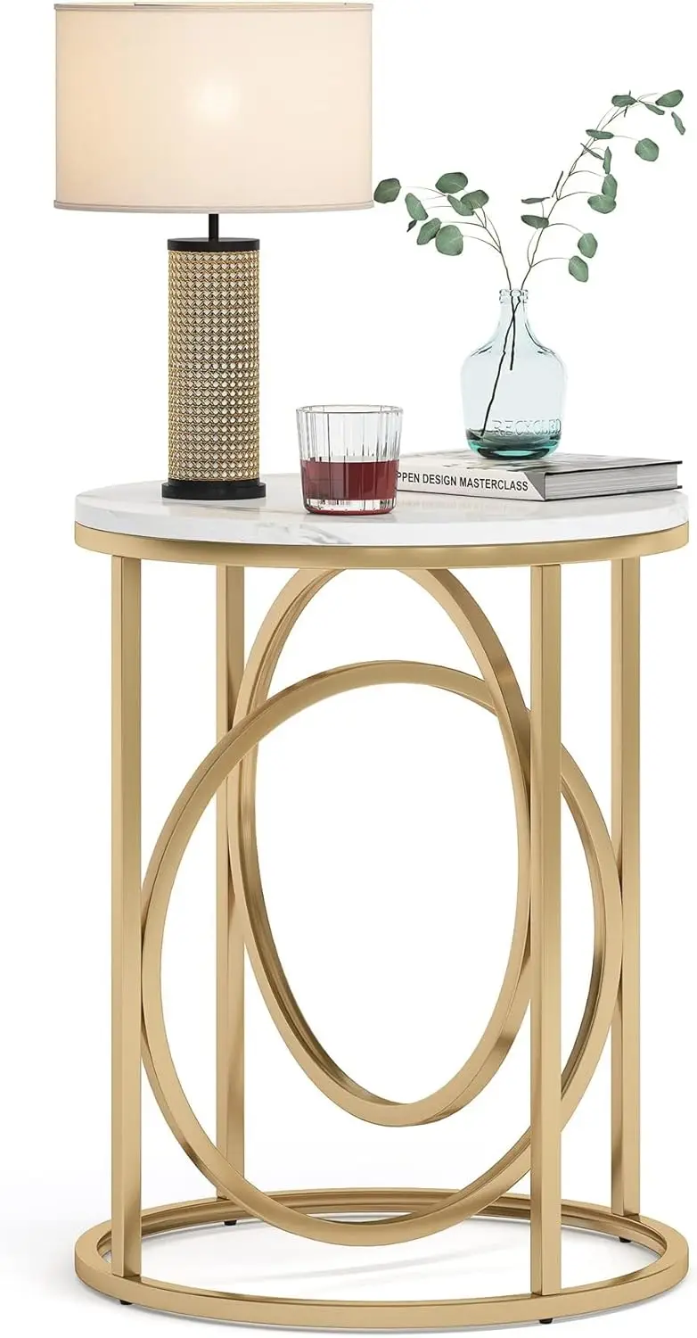 Round End Table for Living Room, Modern Marble Side Table with Gold Metal Frame, White and Gold Accent Table, 26-Inch Tall Na
Round End Table for Living Room, Modern Marble Side Table with Gold Metal Frame, White and Gold Accent Table, 26-Inch Tall Na