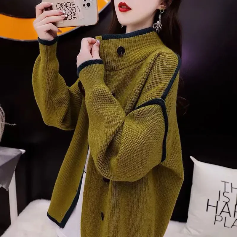2024 Autumn Winter New Lazy Style Thick Stand Collar Cardigan Sweater Women Loose Knit Coat Female Jackets
2024 Autumn Winter New Lazy Style Thick Stand Collar Cardigan Sweater Women Loose Knit Coat Female Jackets