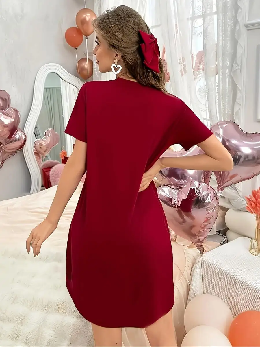 Womens Red Short Sleeve Sleep Dress Lounge Wear Autumn Winter
Womens Red Short Sleeve Sleep Dress Lounge Wear Autumn Winter