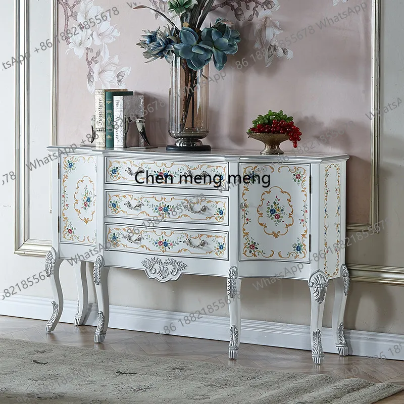 European painted entrance cabinet American dining side cabinet living room solid wood storage decorative cabinet
European painted entrance cabinet American dining side cabinet living room solid wood storage decorative cabinet