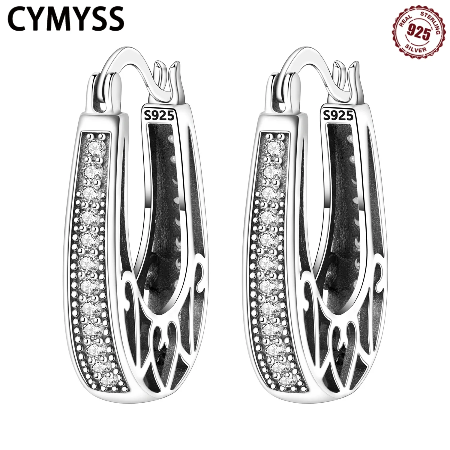 CYMYSS 925 Sterling Silver Retro Hollow Pattern Inlaid Stone Earrings Design Jewelry Wedding Holiday Gift women's Earrings
CYMYSS 925 Sterling Silver Retro Hollow Pattern Inlaid Stone Earrings Design Jewelry Wedding Holiday Gift women's Earrings