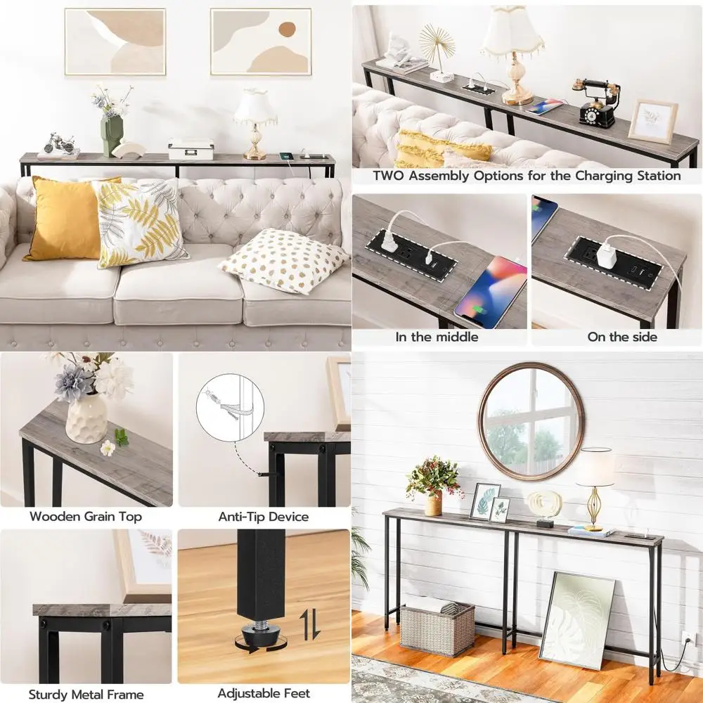 70.9 Slim Console Table with Charging, 5.9 Sofa Table Dual Outlets & USB Ports, Long Entryway Hallway Living Room Greige BG185UX
70.9 Slim Console Table with Charging, 5.9 Sofa Table Dual Outlets & USB Ports, Long Entryway Hallway Living Room Greige BG185UX