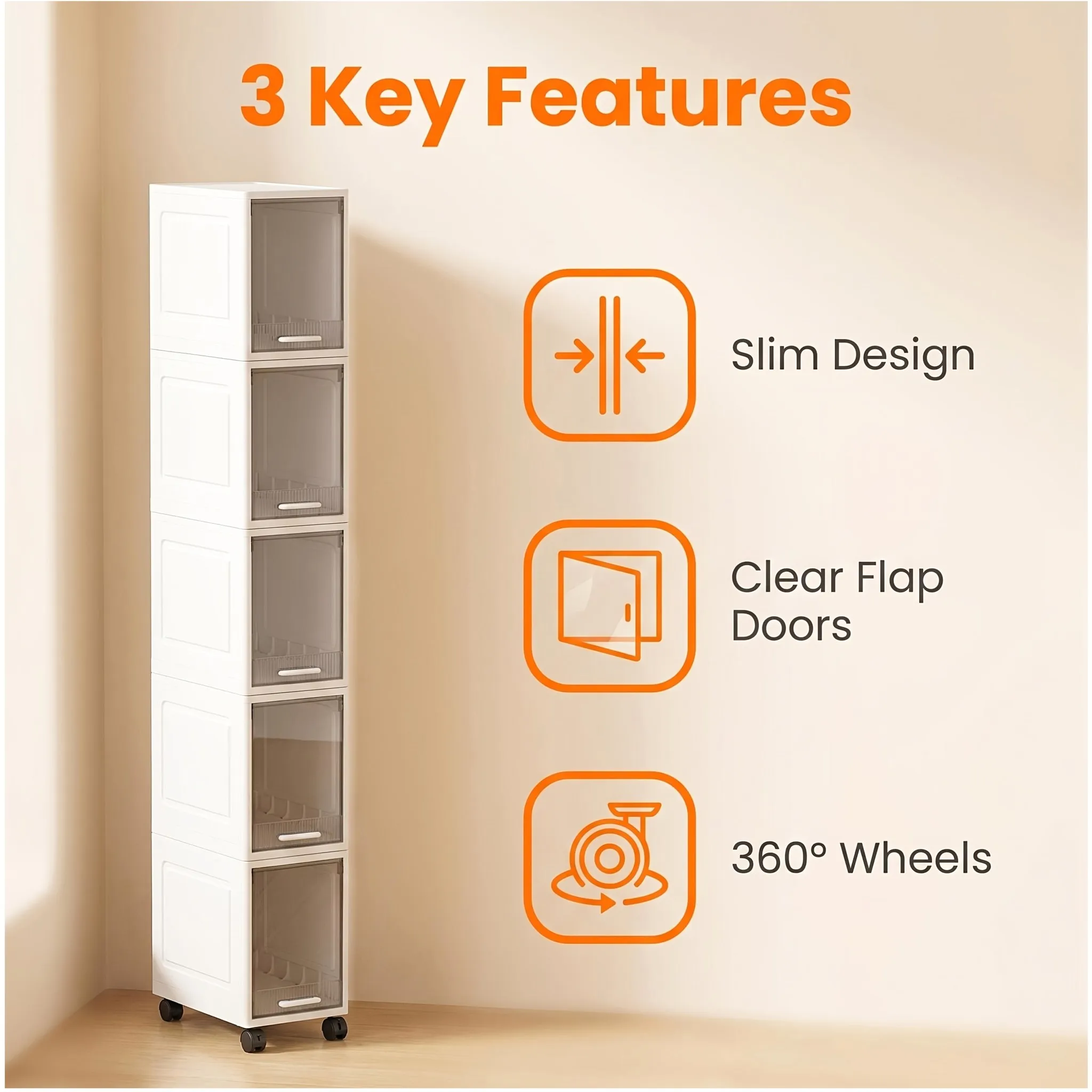 5-Tier Rolling Storage Cabinet – Waterproof & Dust-Resistant, Slim Freestanding Organizer for Bathroom, Bedroom, Living Room or Laundry Area | Easy Tool-Free Assembly, Adjustable Shelves, Smooth-Castor Mobility
5-Tier Rolling Storage Cabinet – Waterproof & Dust-Resistant, Slim Freestanding Organizer for Bathroom, Bedroom, Living Room or Laundry Area | Easy Tool-Free Assembly, Adjustable Shelves, Smooth-Castor Mobility