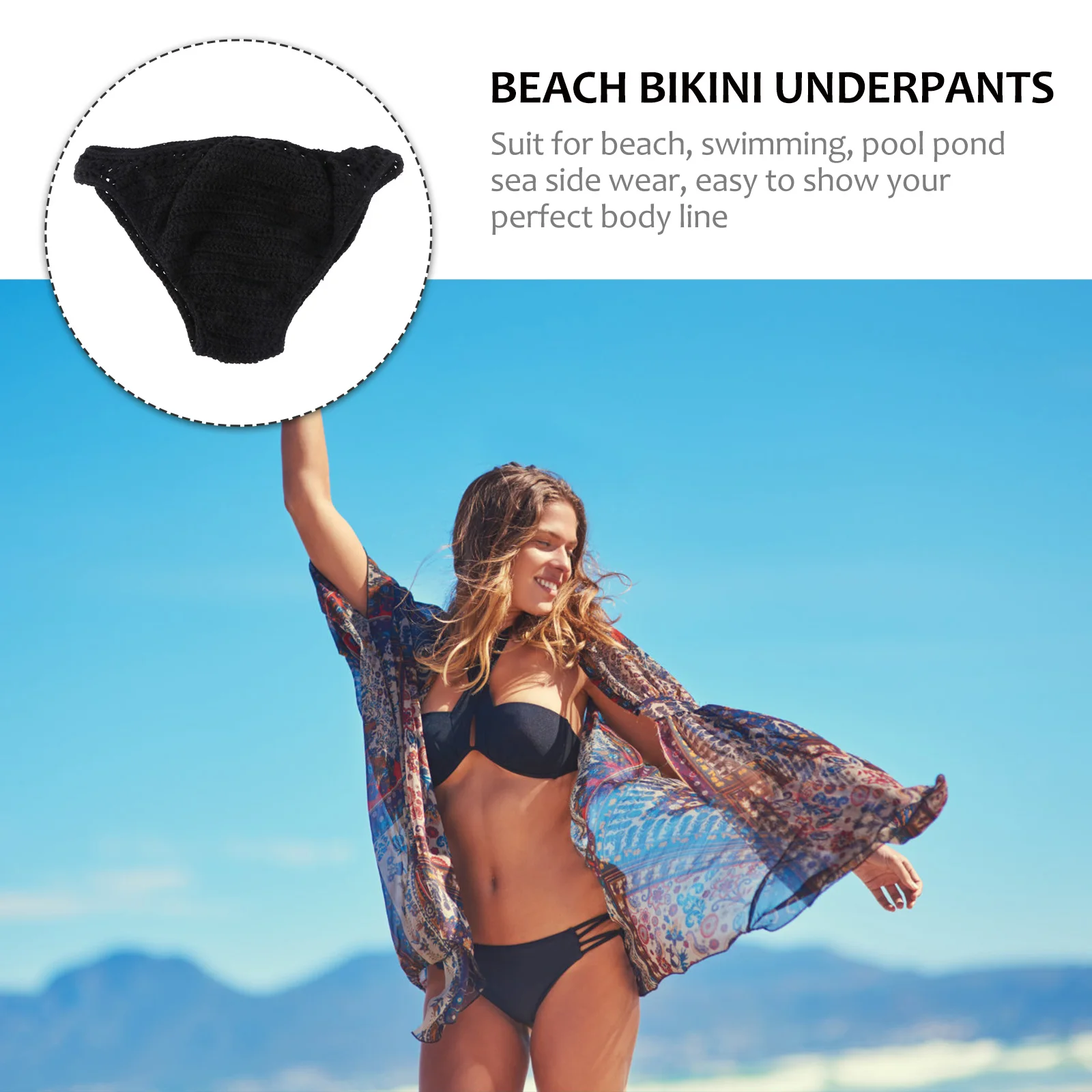 Swimming Knitted Shorts for Women Seaside Underpants Manual Black Acrylic Women's
Swimming Knitted Shorts for Women Seaside Underpants Manual Black Acrylic Women's
