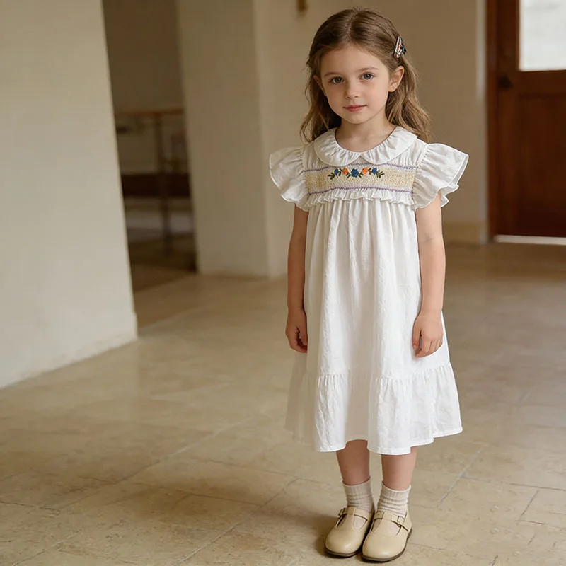 Hot Sale Summer New White Embroidered Princess Dress for Girls Korean Style Children's Clothing with Fluffy Sleeves Girls' Dress
Hot Sale Summer New White Embroidered Princess Dress for Girls Korean Style Children's Clothing with Fluffy Sleeves Girls' Dress